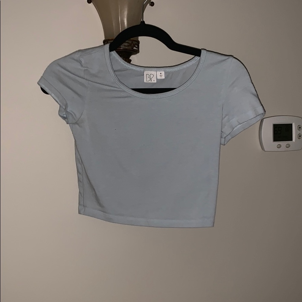 sky blue, t-shirt crop top